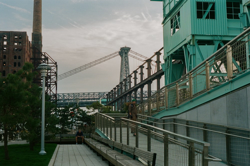 a view of a bridge and a tower in the distance