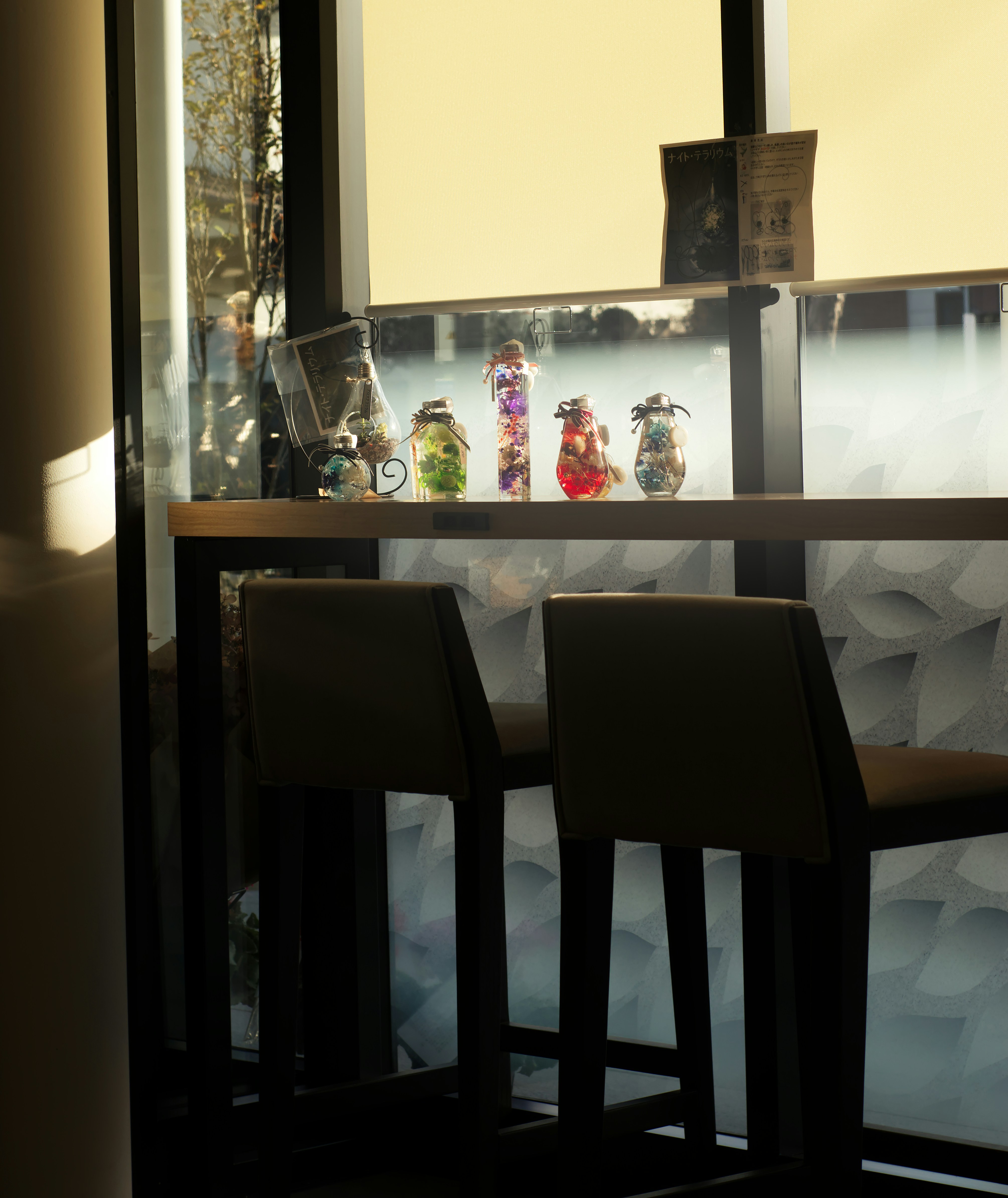 a couple of chairs sitting in front of a window