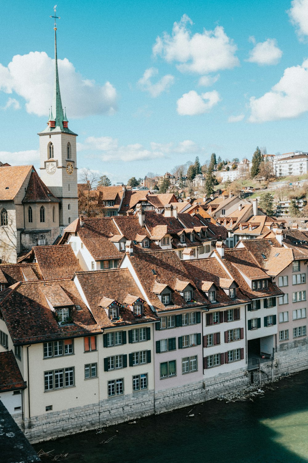 a view of a city with a river running through it