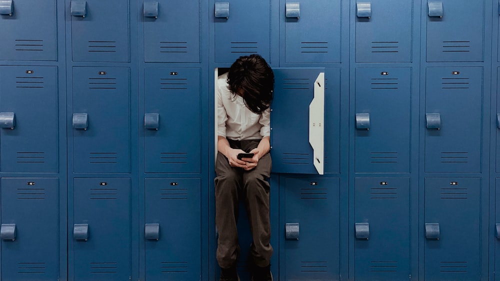 a man standing in front of a door