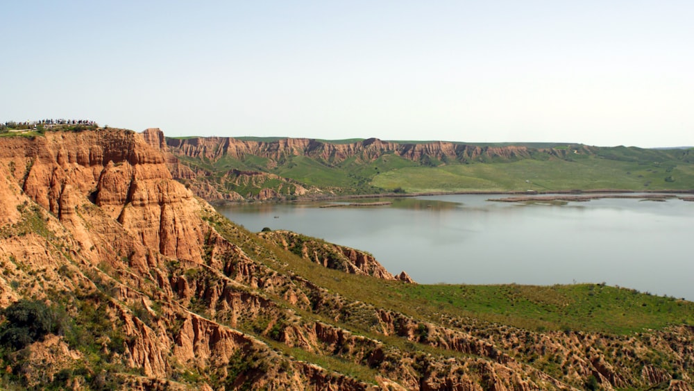 a large body of water surrounded by mountains