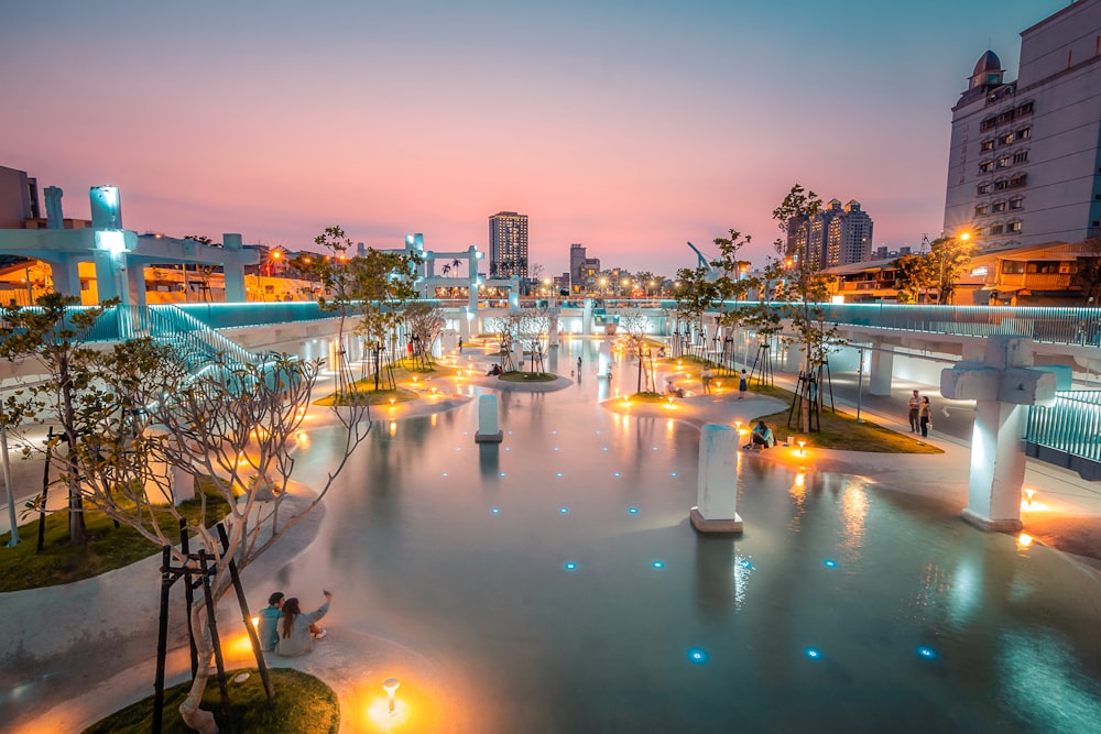 a view of a city at night from a high point of view