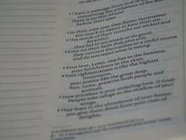 A close-up view of a page from a book presenting text in paragraph form. The text includes numbered points and is slightly blurred towards the edges, indicating shallow depth of field. The page features both bold and regular font styles indicating different emphasis on certain parts.