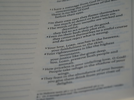 A close-up view of a page from a book presenting text in paragraph form. The text includes numbered points and is slightly blurred towards the edges, indicating shallow depth of field. The page features both bold and regular font styles indicating different emphasis on certain parts.