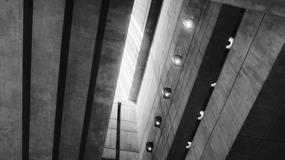 a black and white photo of the inside of a building