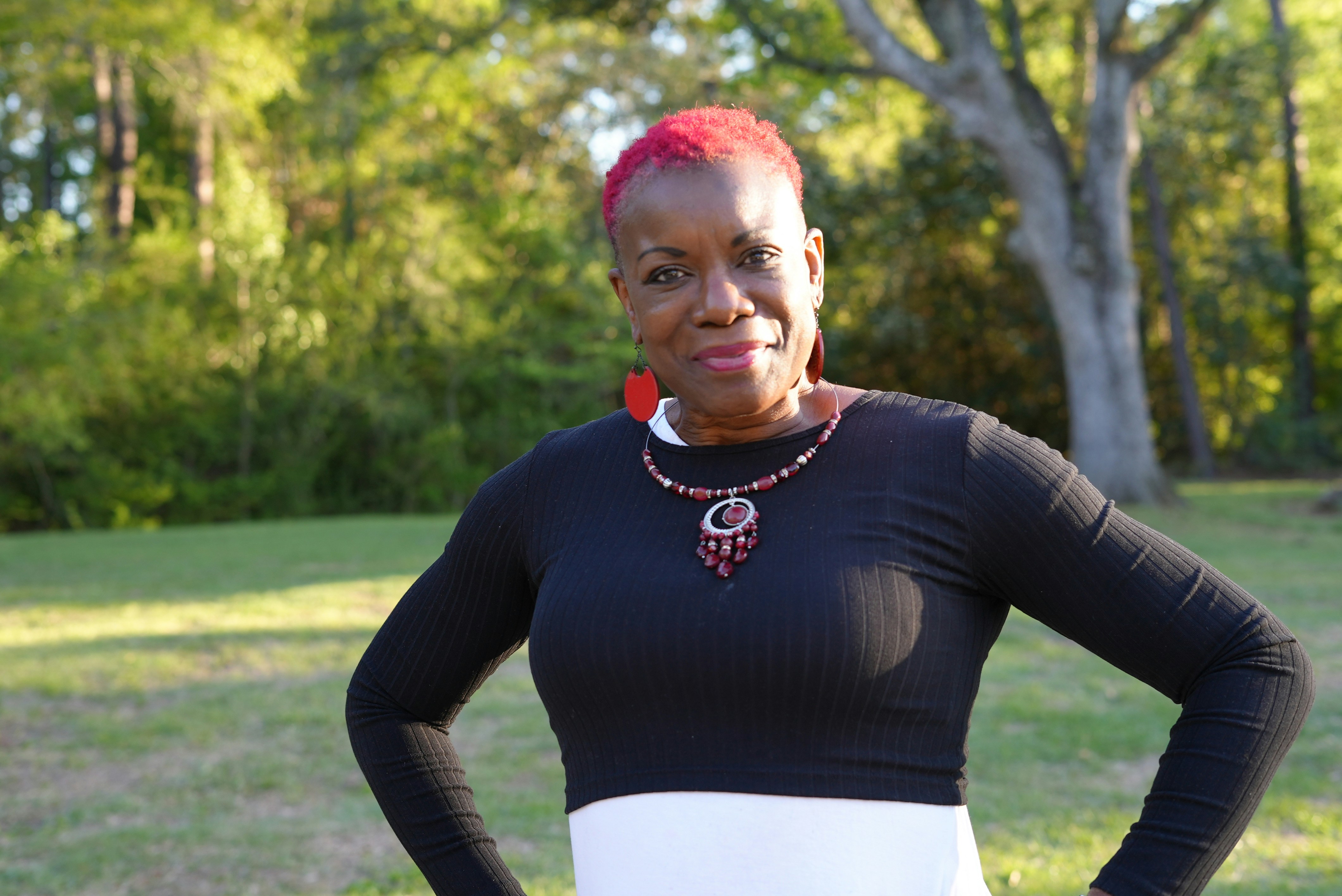 Senior Black woman in field