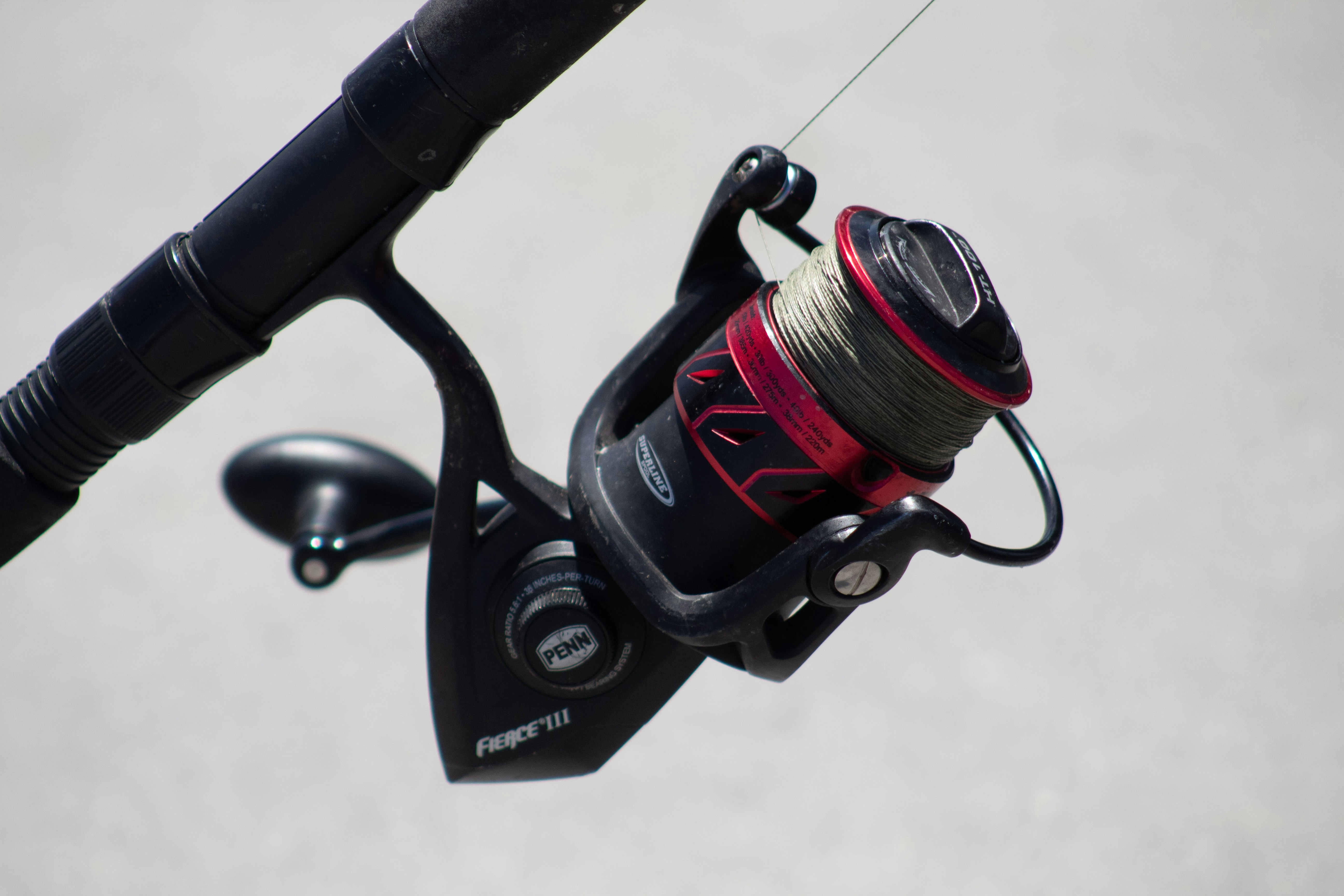 a close up of a fishing rod and reel