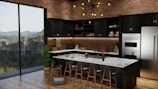 a large kitchen with a large island in the middle of it