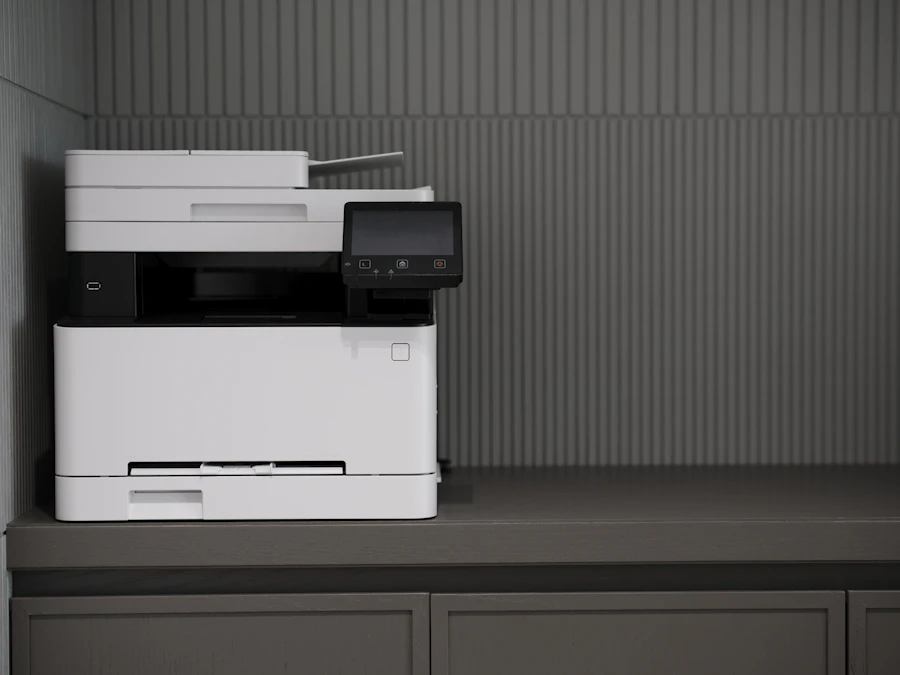 HP printer on a counter during maintenance in Kolkata