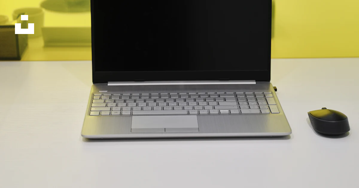 Computer Check Position Top A laptop computer sitting on top of a white desk photo – Free Computer ...