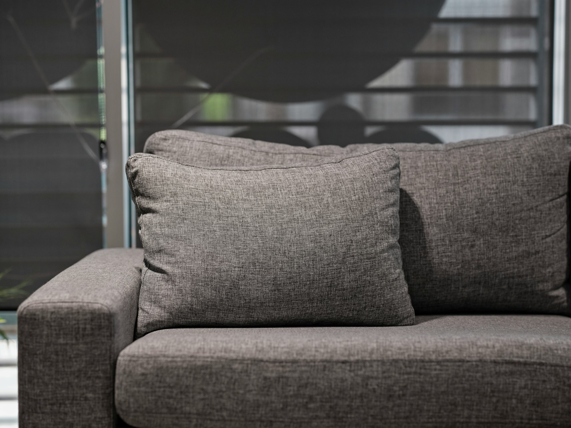 beautiful gray sofa in a house