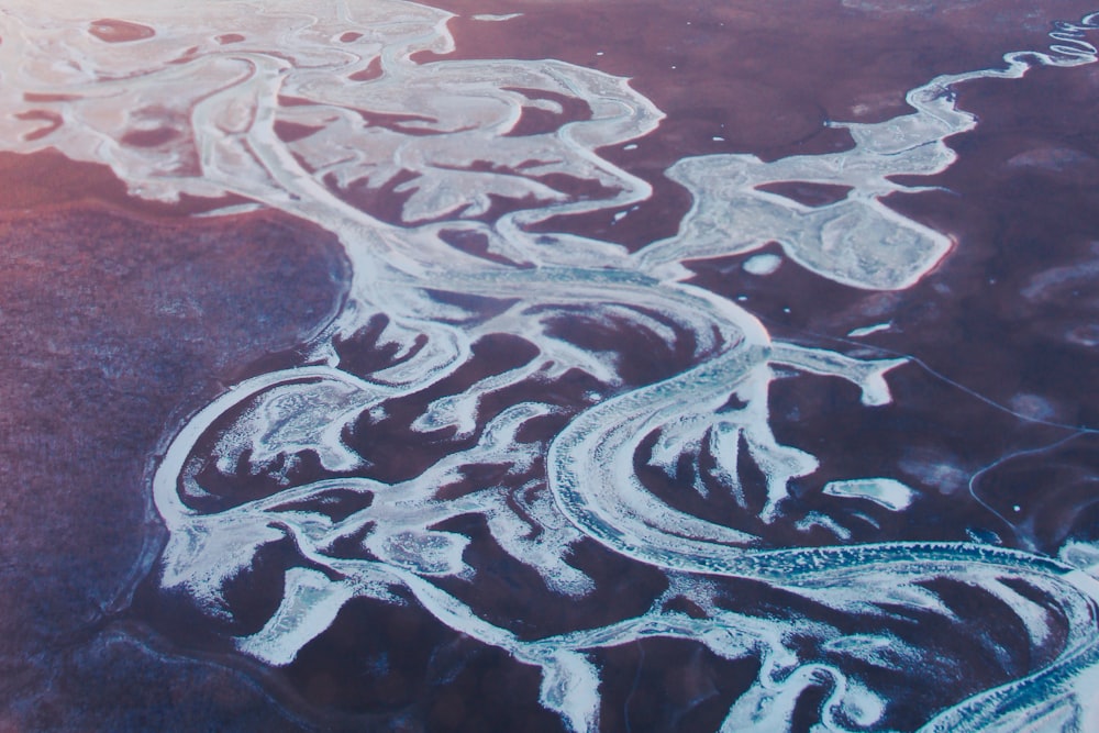 an aerial view of a body of water