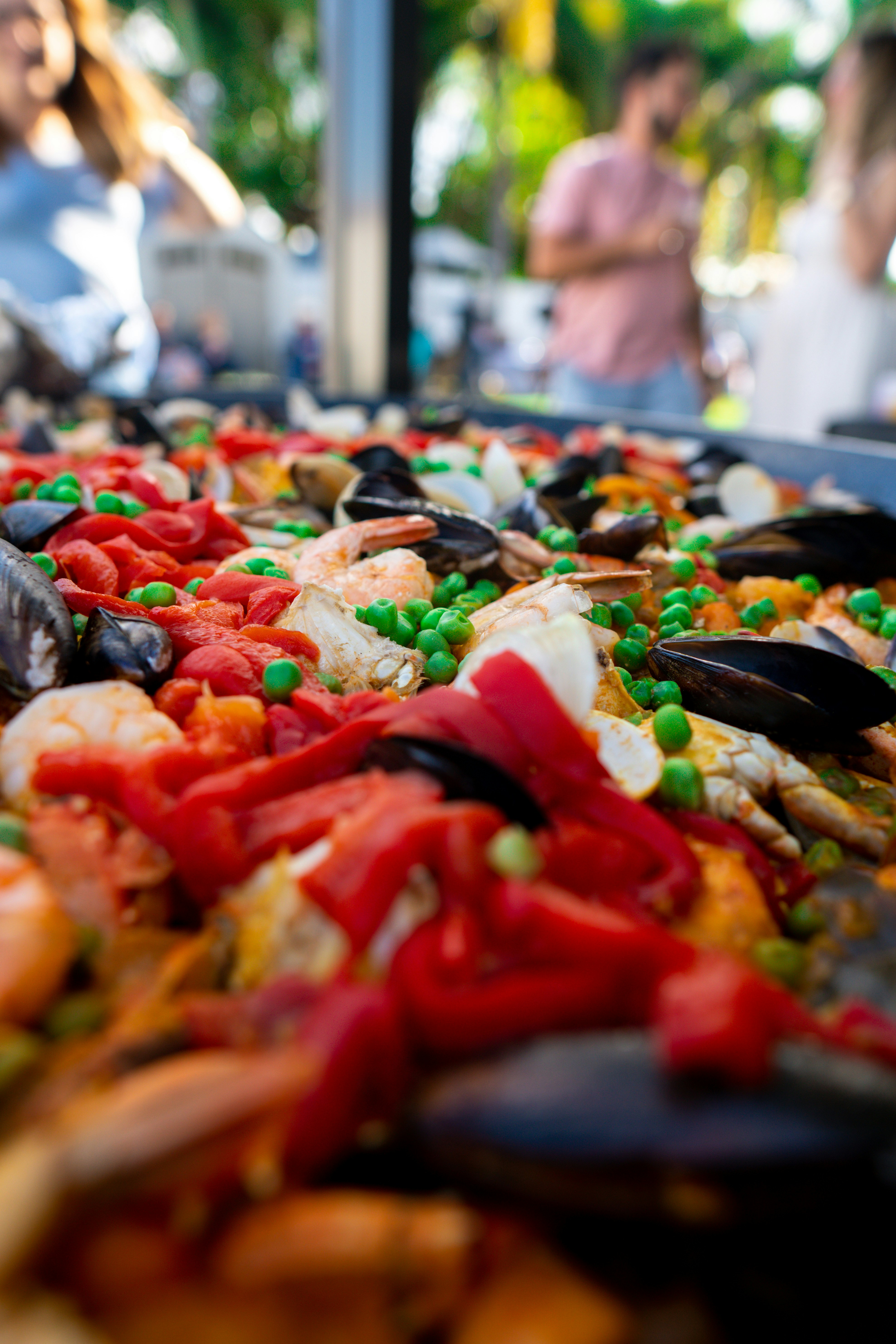 a close up of a tray of food on a table