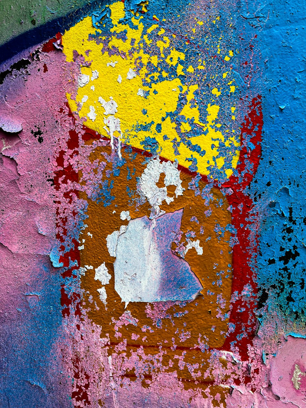 a close up of a paint chip on a wall