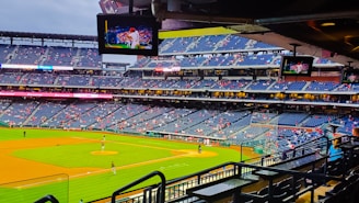 a baseball stadium filled with lots of people