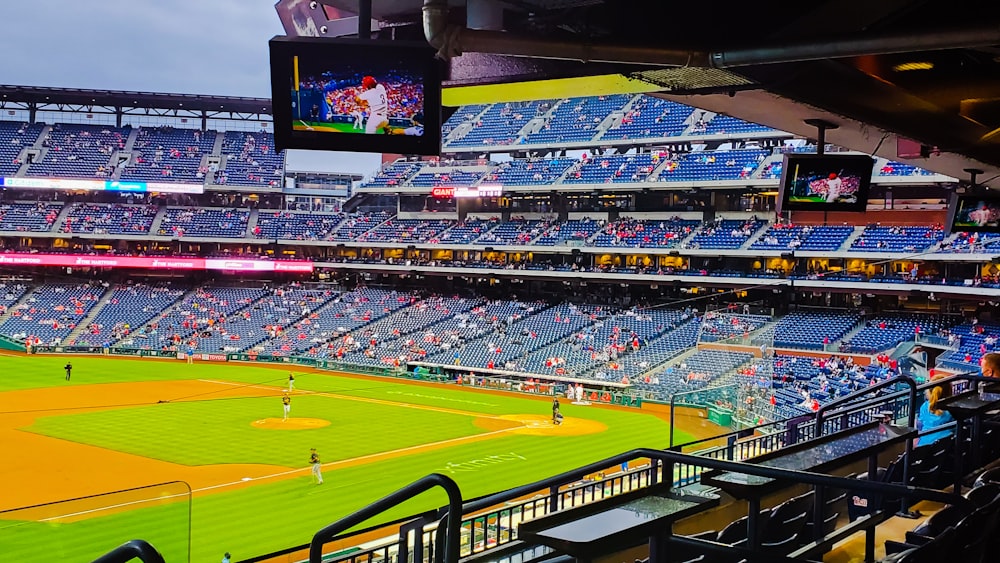 a baseball stadium filled with lots of people