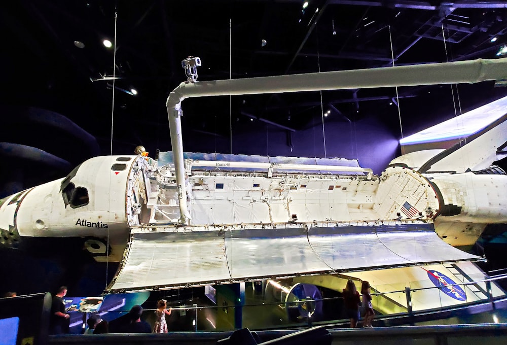 a space shuttle is on display in a museum