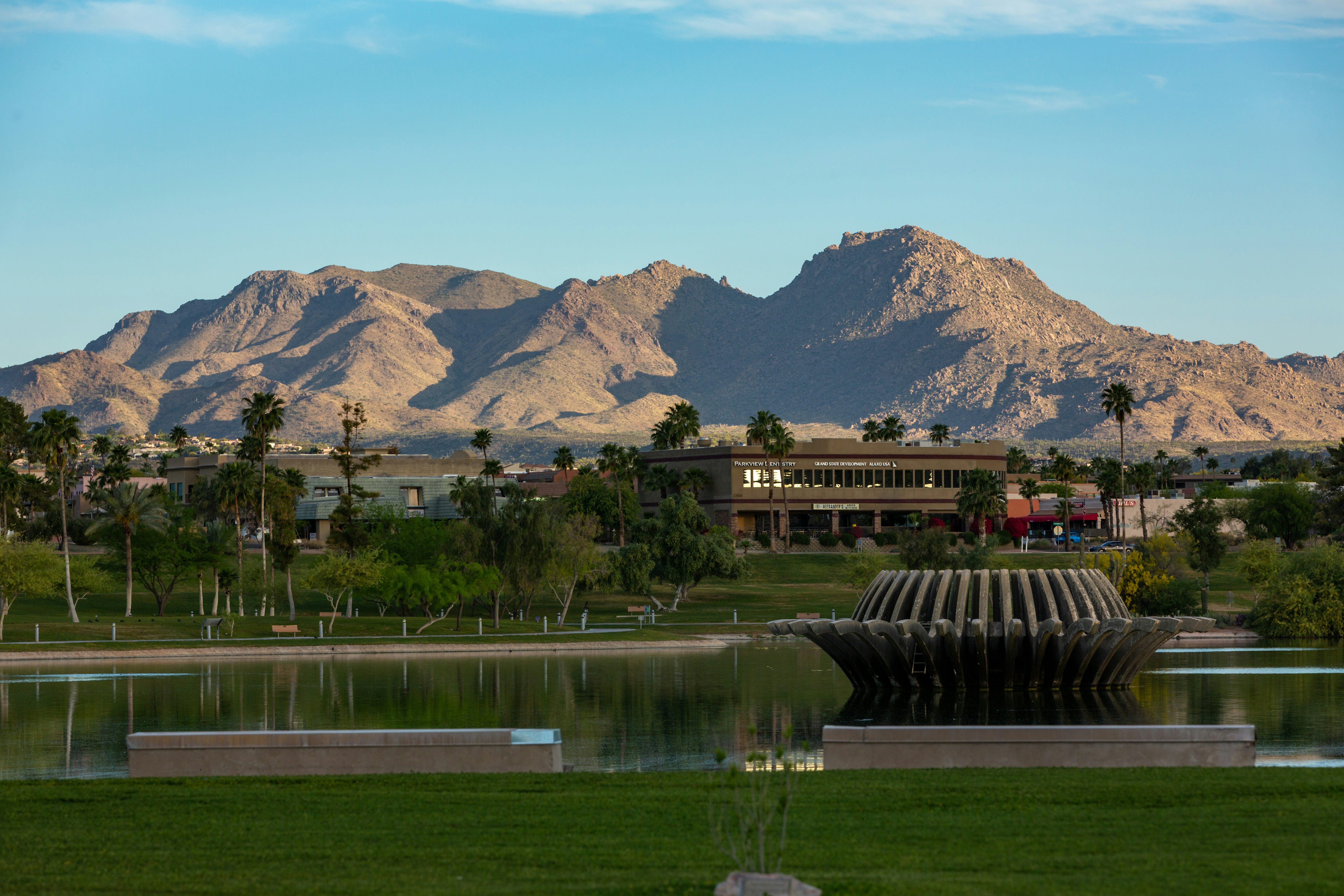 A large fountain in the middle of a park photo – Free Arizona Image on ...