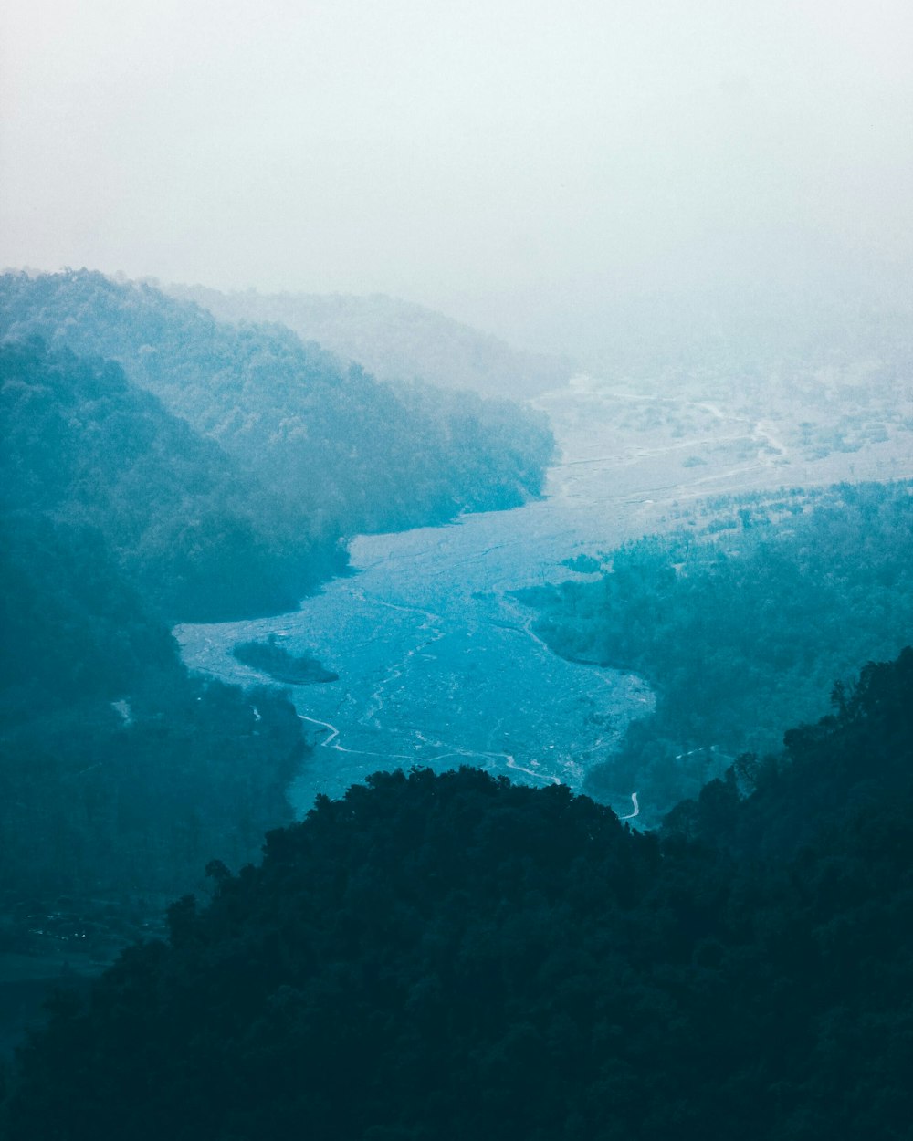 a view of a river from a high point of view