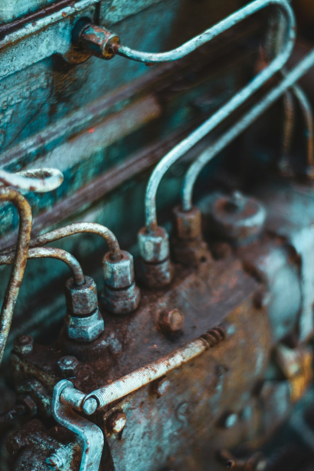 a close up of an old rusty engine