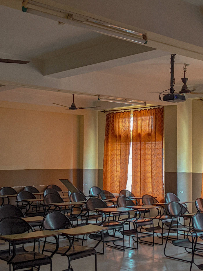 A classroom set up for a session