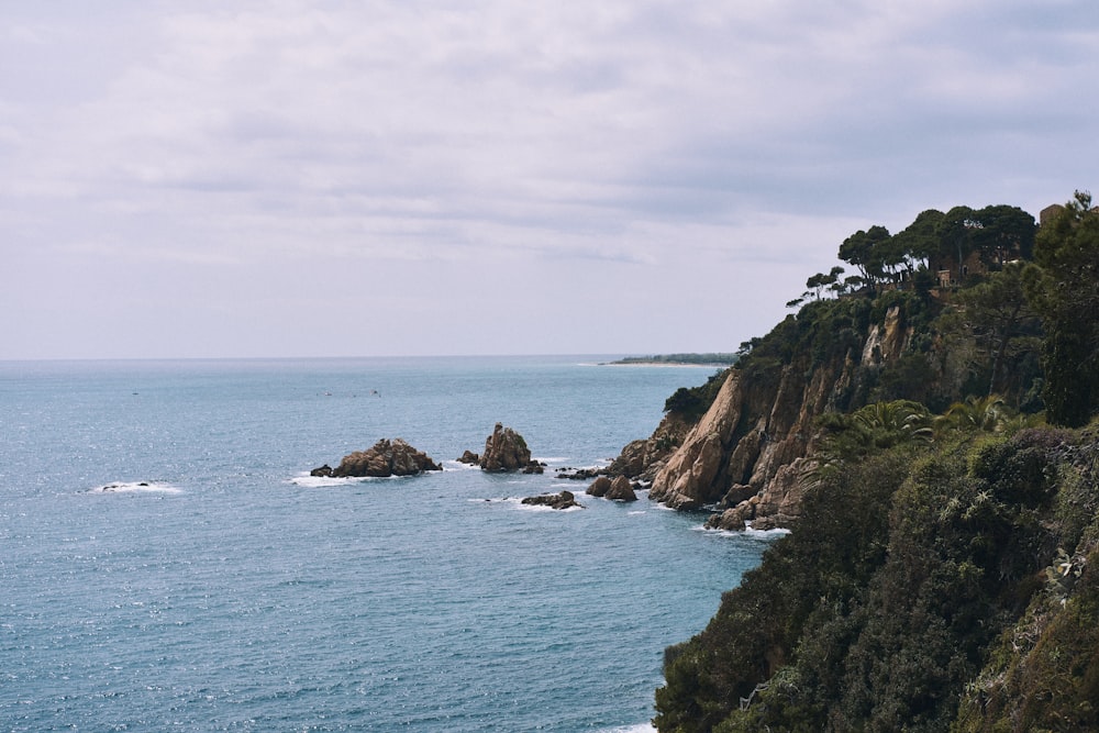 a view of the ocean from a cliff