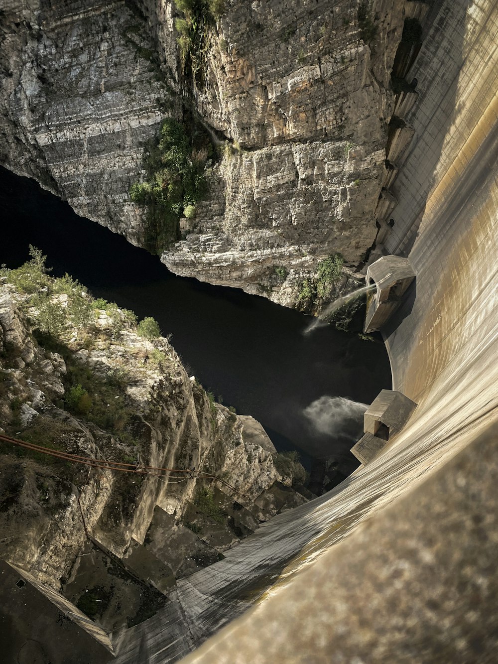 a view of a large body of water in a canyon