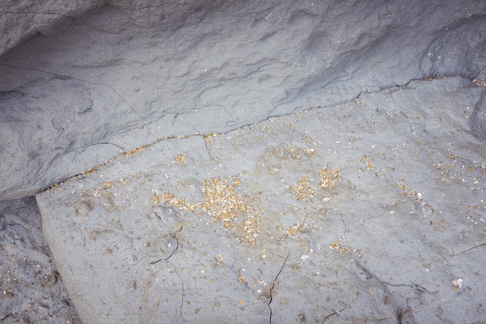 a close up of a rock with sand on it