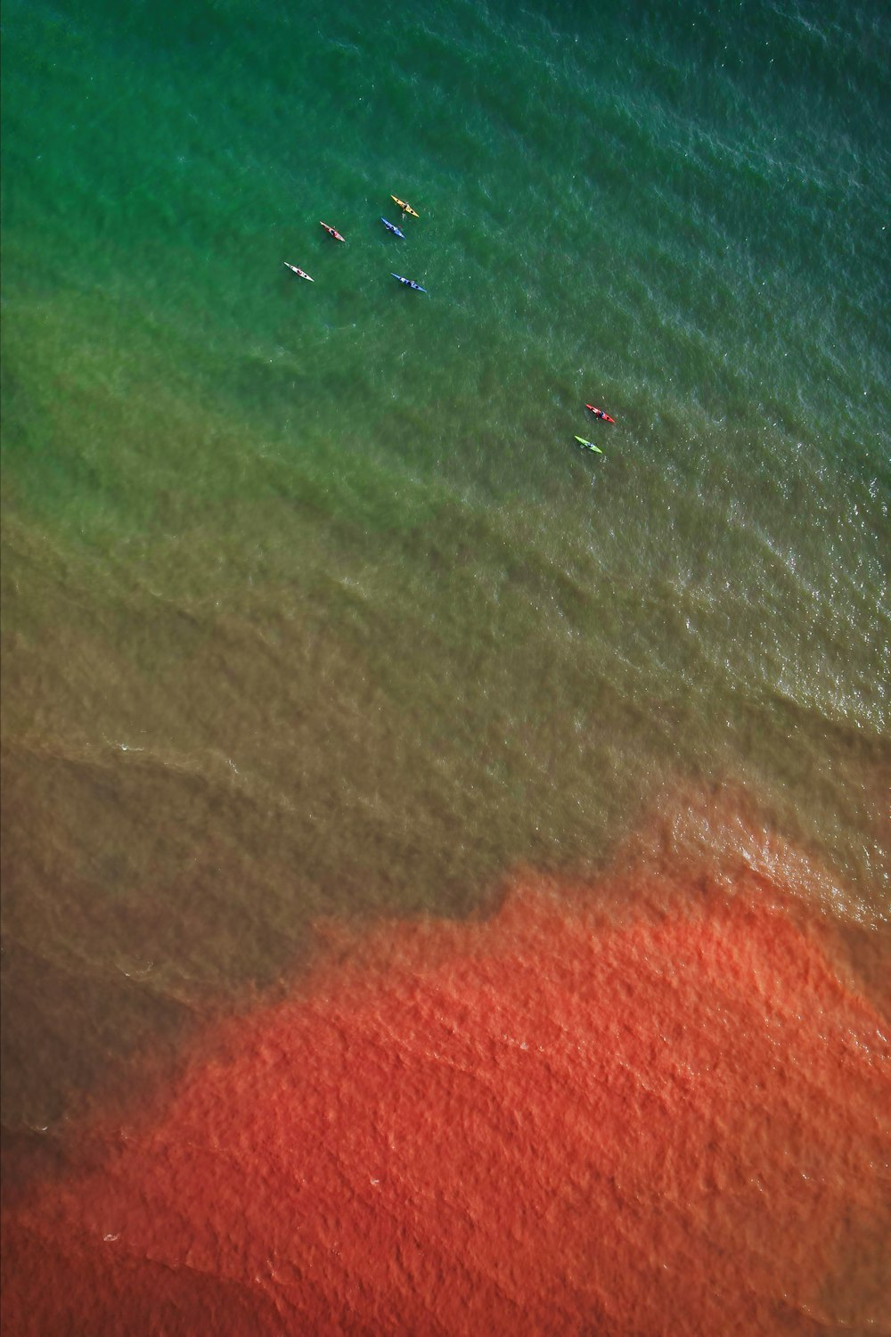 a group of people riding surfboards on top of a body of water