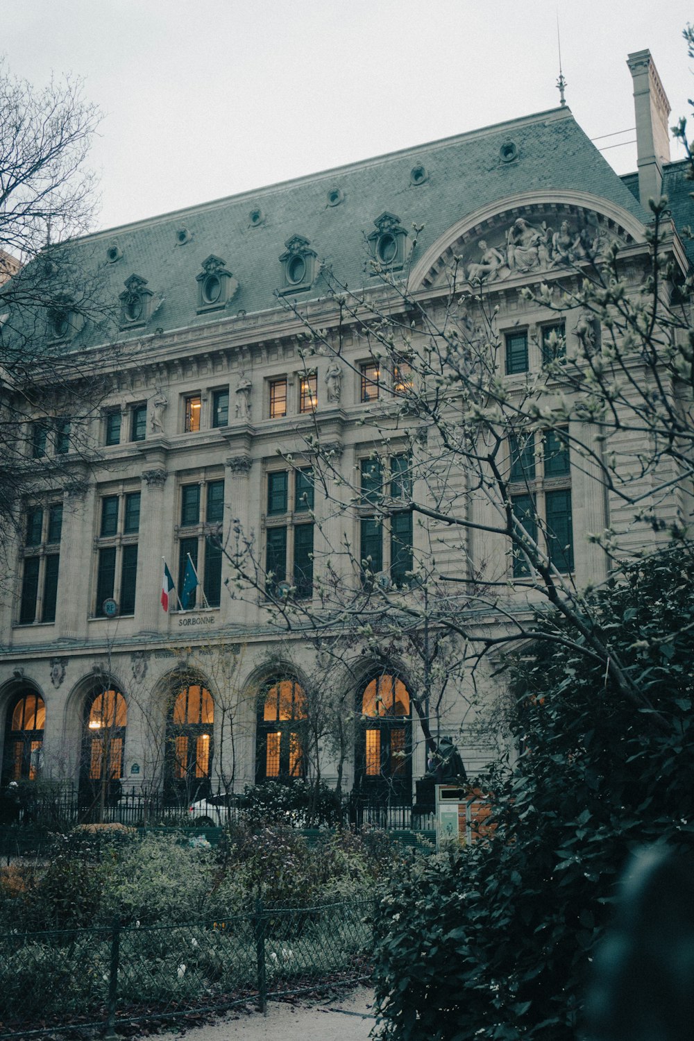 a large building with a clock on the front of it