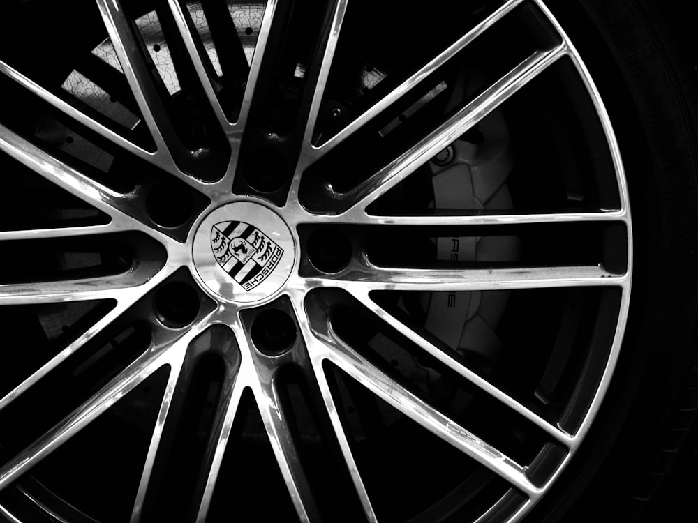 a close up of a wheel on a car