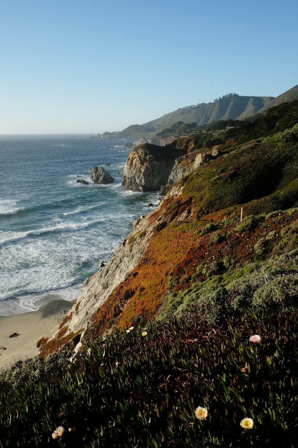 a view of the ocean from a cliff