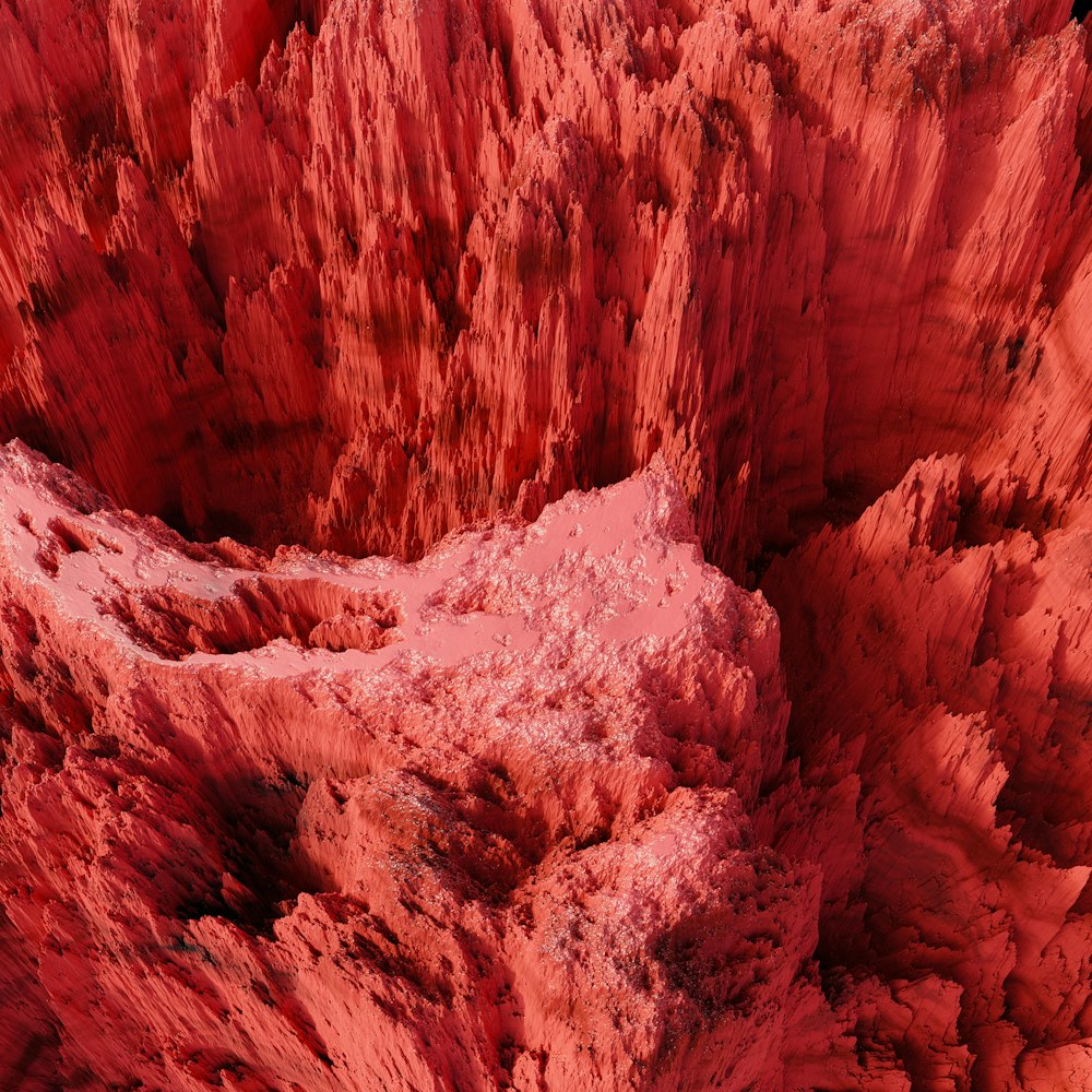 a view of a red rock formation from a bird's eye view