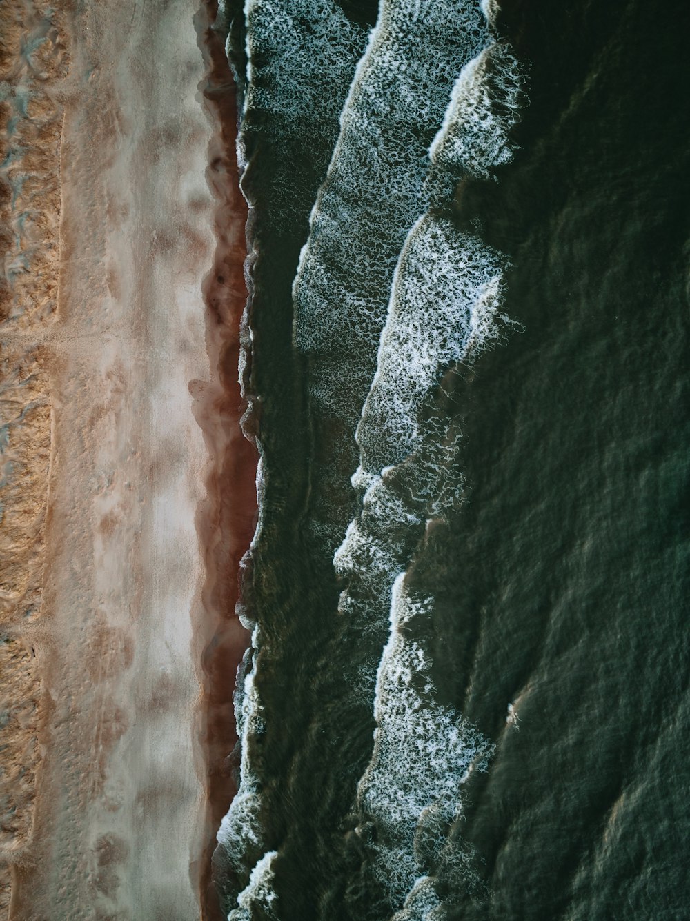 an aerial view of a beach and the ocean