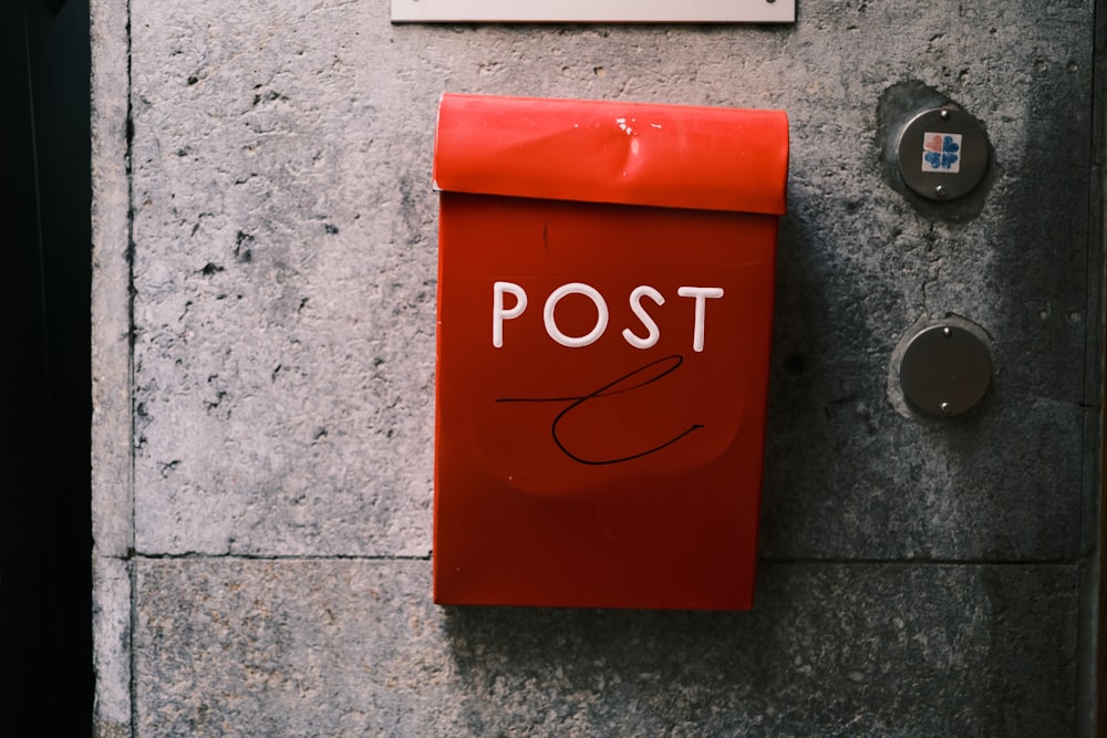 a red post with the word post written on it