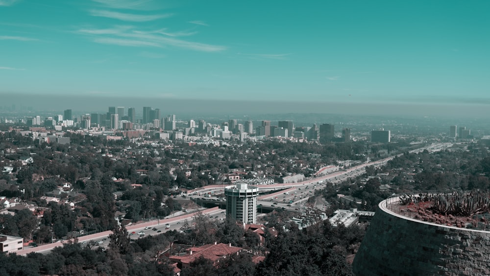 a view of a city from a high point of view