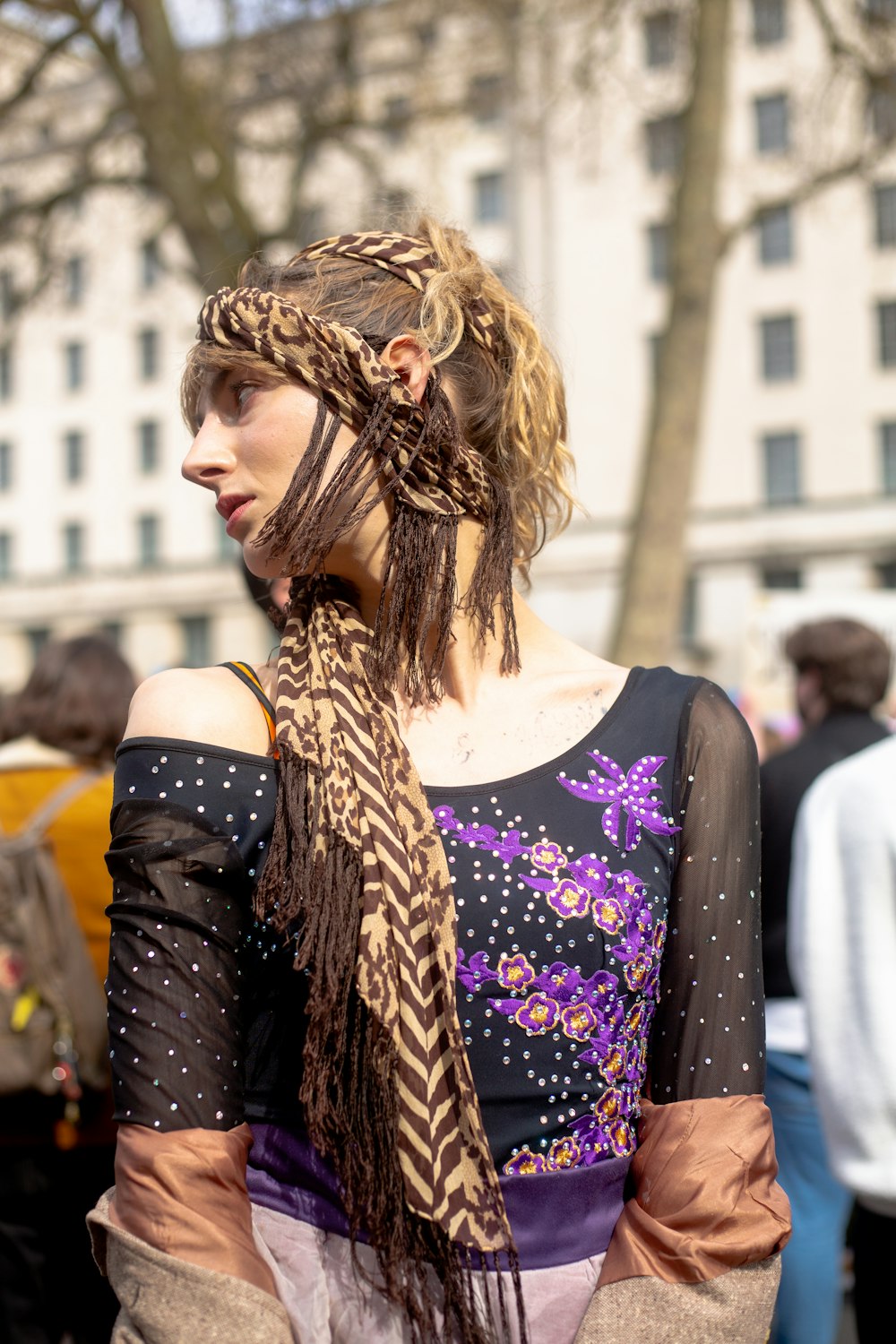 a woman with a long braid in her hair