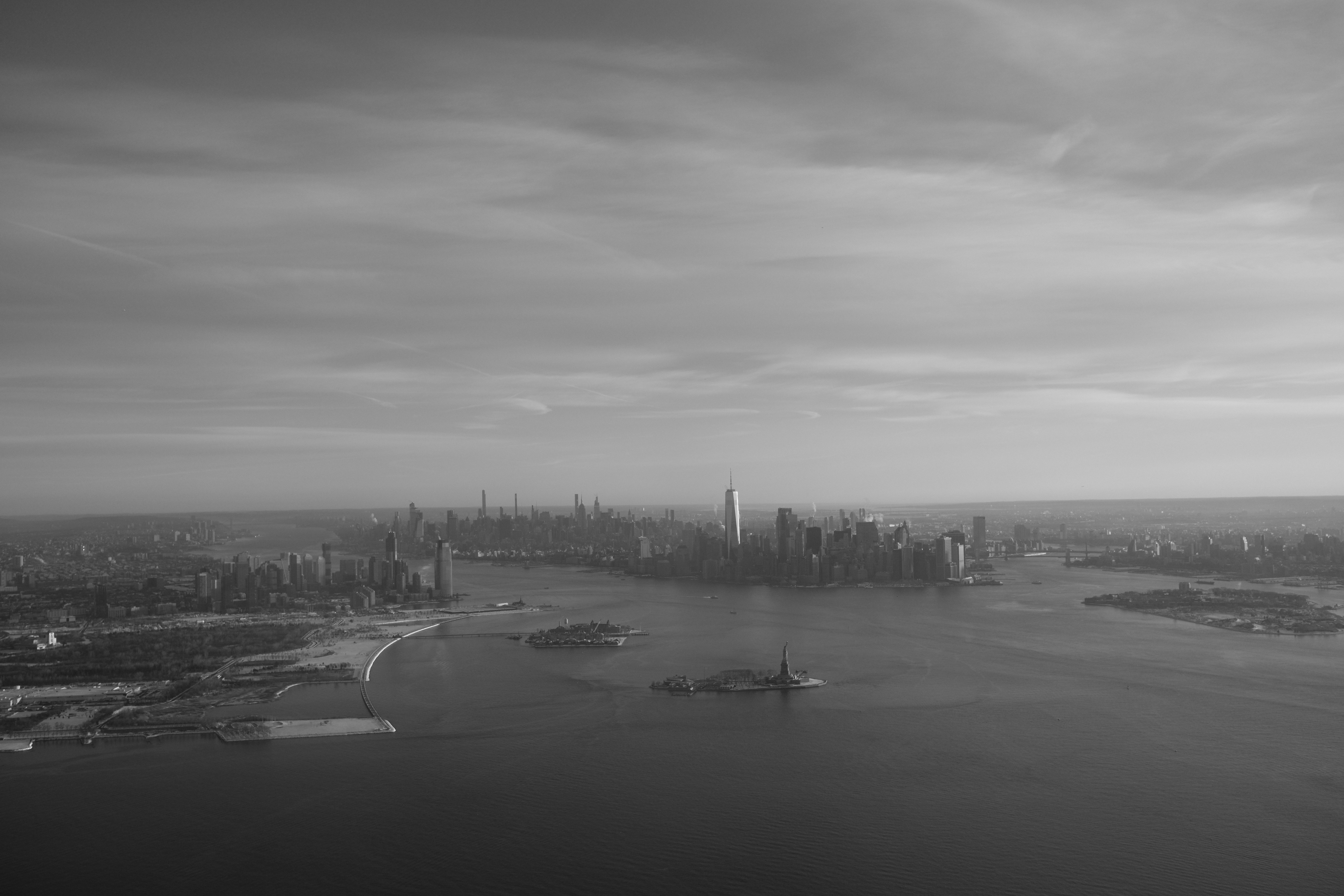 a black and white photo of a large city
