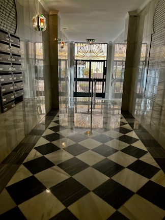 Condominium entrance with polished floors and welcoming atmosphere.