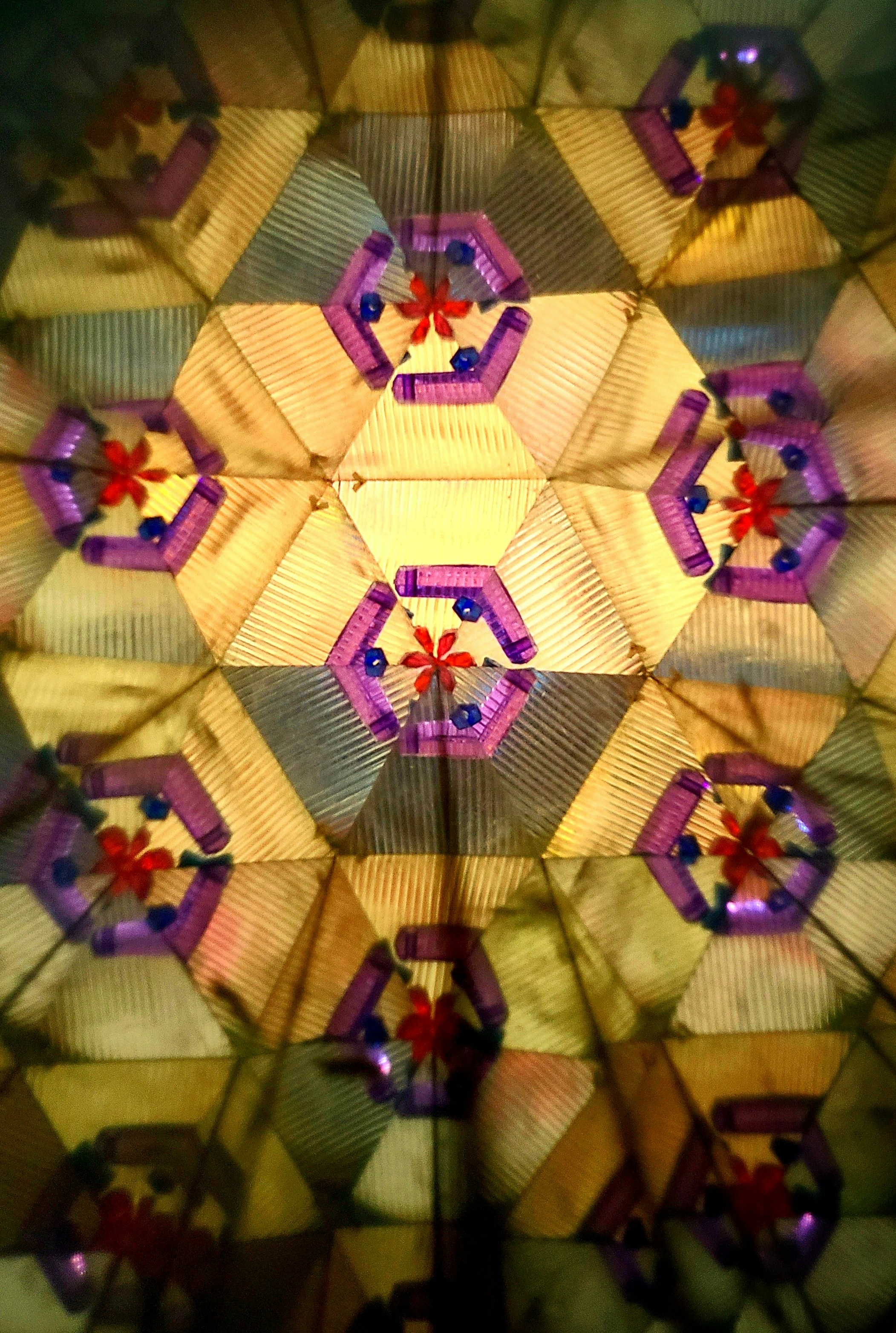 a close up view of a multicolored umbrella