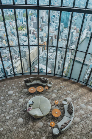 a room with a view of the city