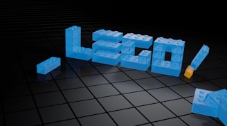 a 3d image of a word made out of lego blocks