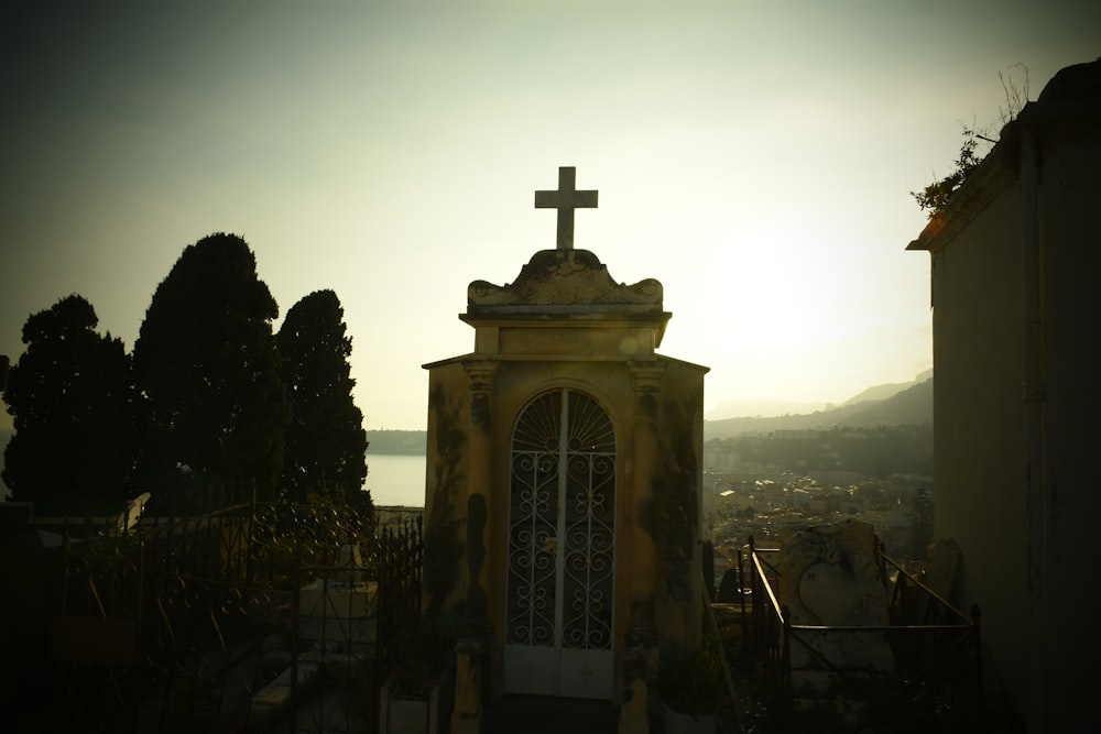 a church with a cross on top of it