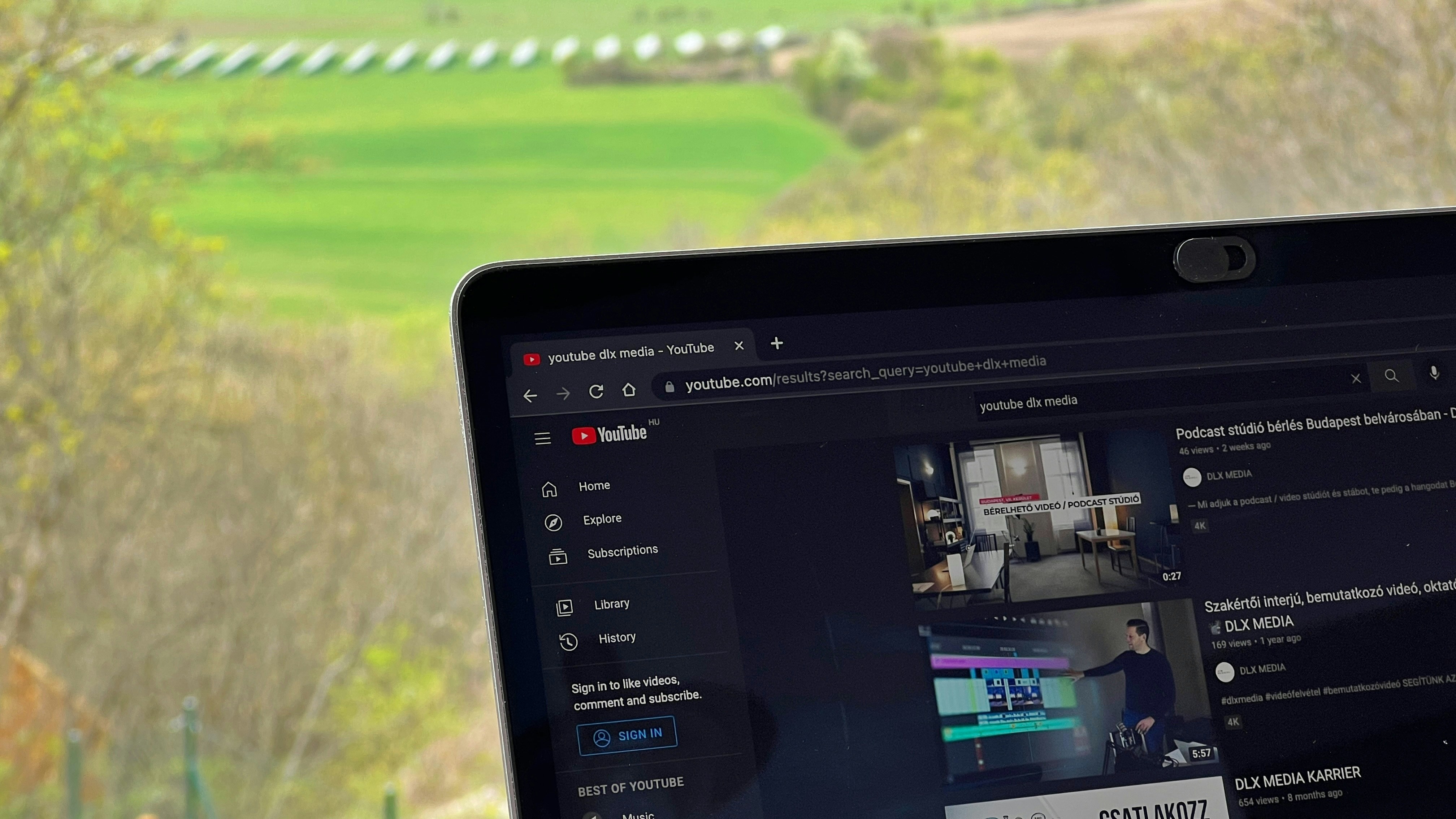 YouTube channel settings on a laptop