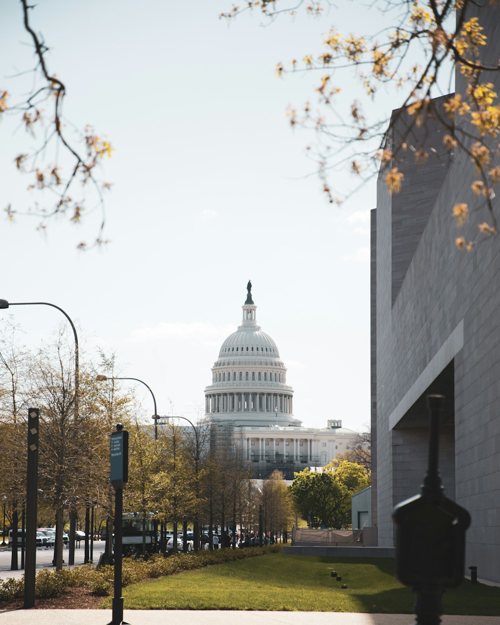 a view of the capitol building from across the street