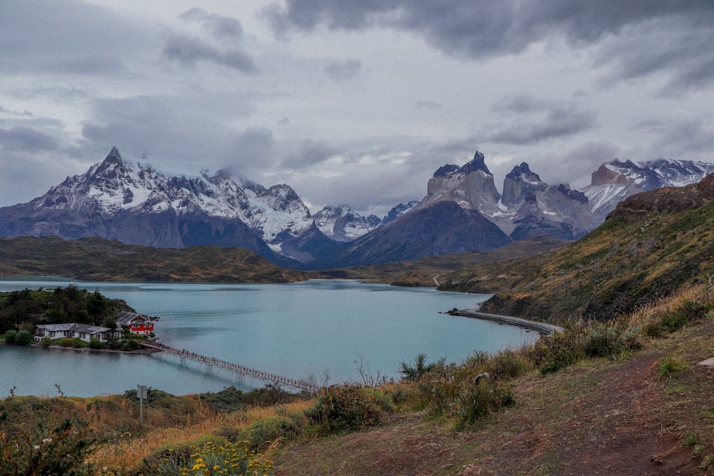 a large body of water surrounded by mountains