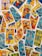 A colorful assortment of tarot cards is laid out, featuring a variety of illustrations, including figures, symbols, and mythical imagery. The cards are overlapping, each with vibrant colors and intricate designs, representing different suits and trumps within the tarot deck.