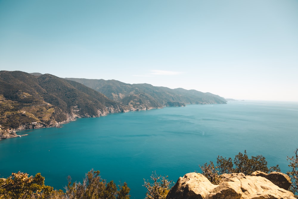 a large body of water surrounded by mountains