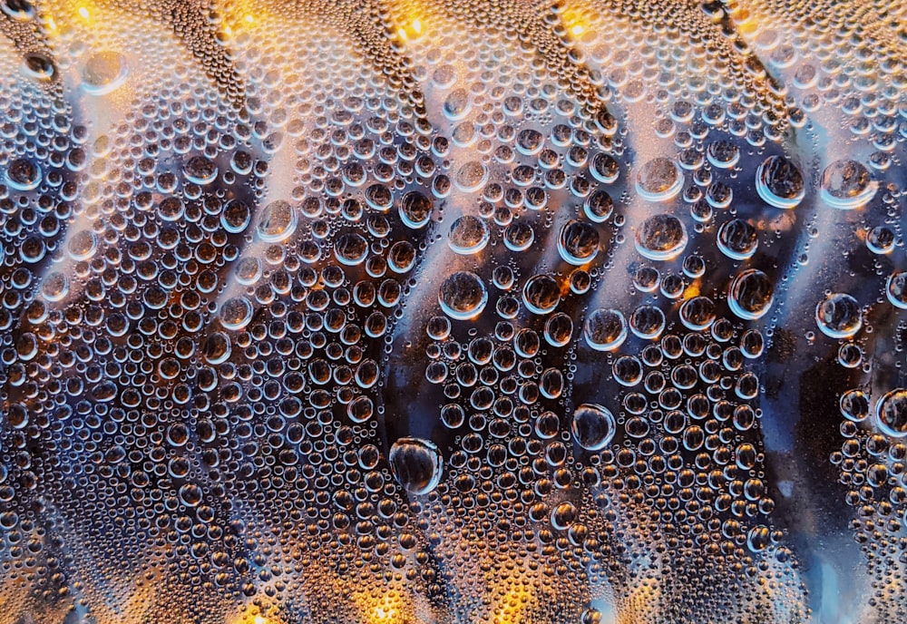 Un primer plano de burbujas de agua en una superficie