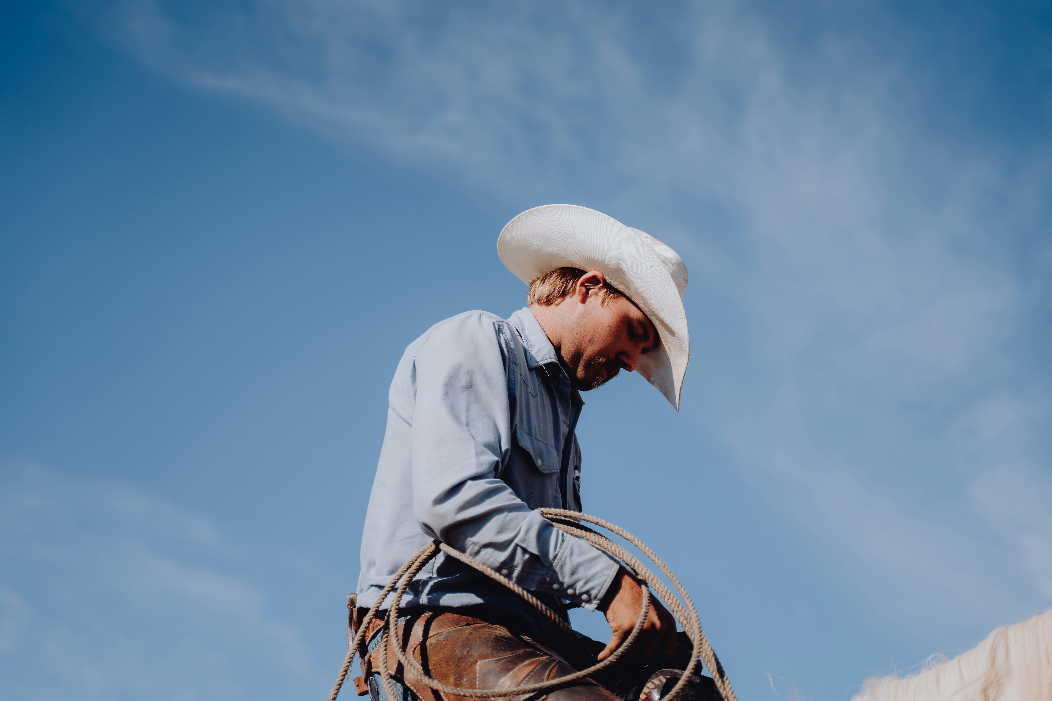 a man in a cowboy hat riding a horse